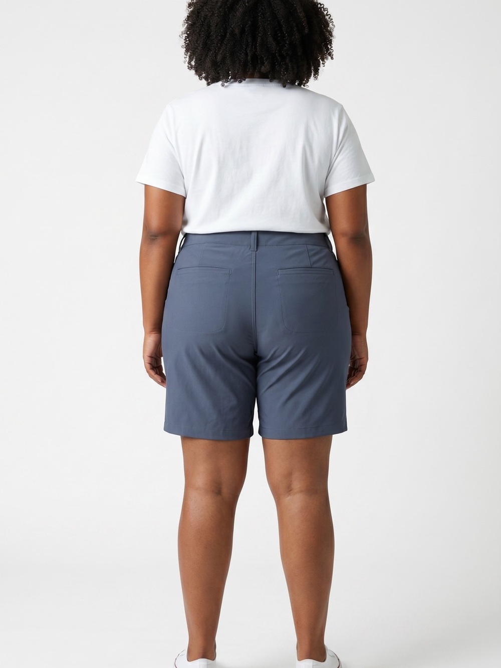 SPANX High-Rise Bermuda Shorts In Navy Blue - Picture 2 of 6